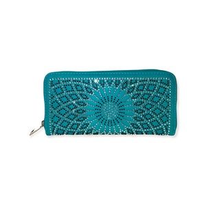 Turquoise rhinestone bling fashion wallet